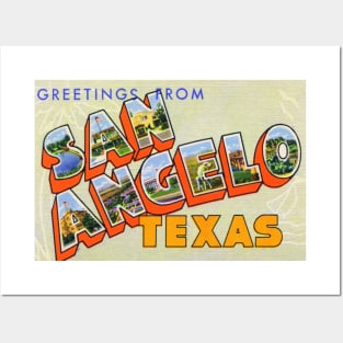 Greetings from San Angelo Texas, Vintage Large Letter Postcard Posters and Art